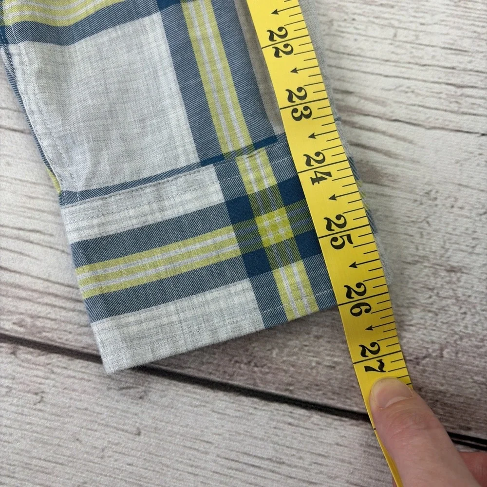 Banana Republic Men's M Soft Wash Long Sleeve Shirt Slim Fit Blue Yellow Plaid